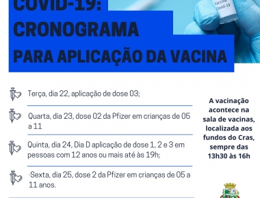 Confira o cronograma de imunização contra a Covid-19 desta semana 